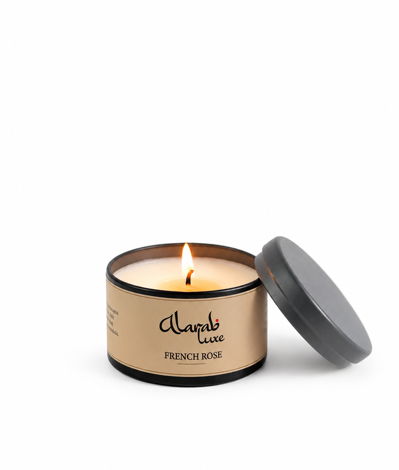 French Rose scented tin candle