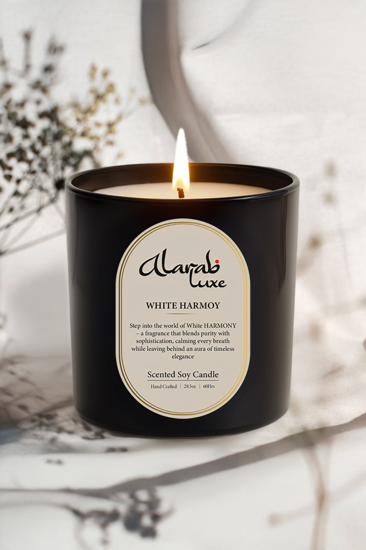 White Harmony Luxury Scented Candle in Glass Jar – Dubai UAE