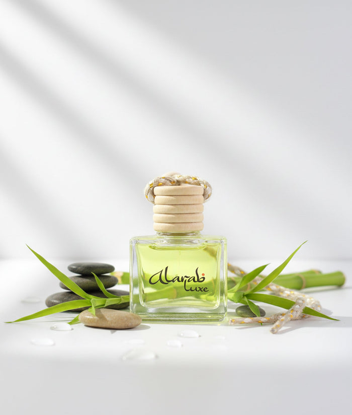 Green Bamboo car diffuser hanging air freshener, front view