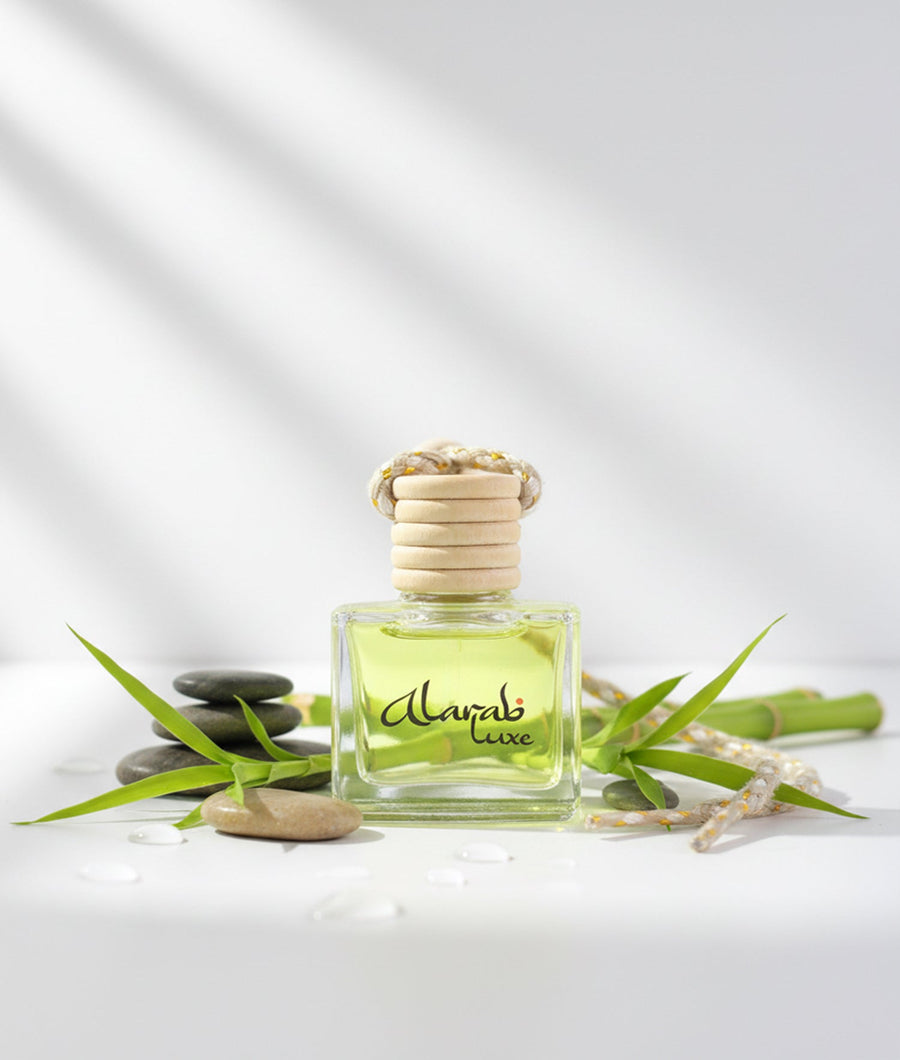 Green Bamboo car diffuser hanging air freshener, front view