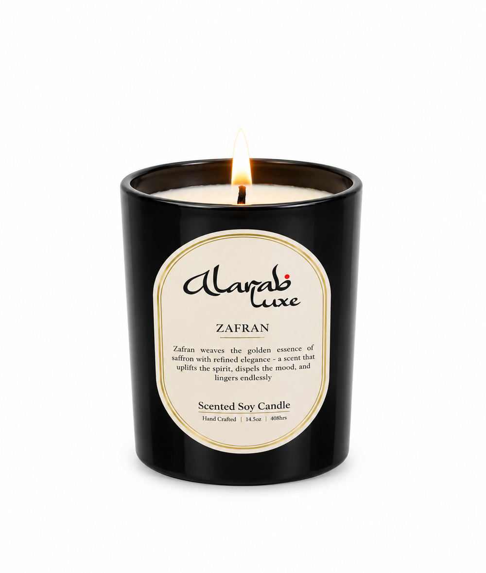 Zafran saffron and amber luxury scented jar candle