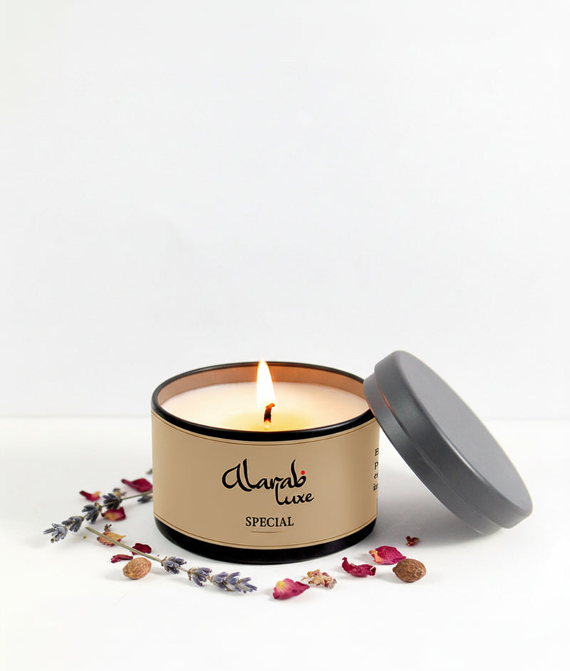 Special Edition scented tin candle, front view